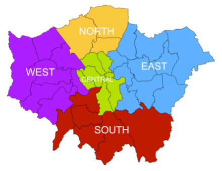 London Areas map